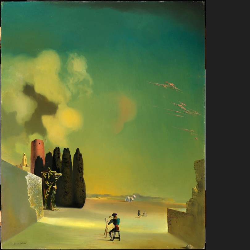 Salvador Dalí, Enigmatic Elements in a Landscape, 1934. Oil on panel. 28 1/2 x 23 1/2 in. (72.8 x 59.5 cm)