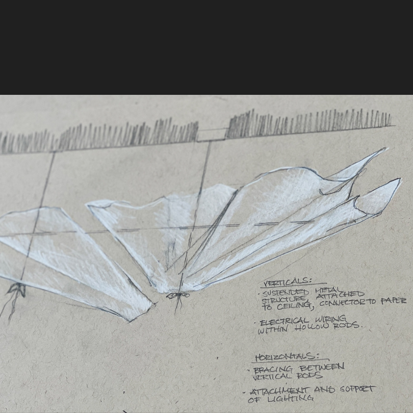 Early concept sketch of the GALA chandelier by WHITE DIRT Studio
